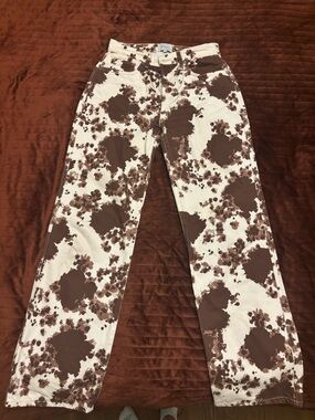 Reformation Brown & White Flare Tie-Dye Jeans